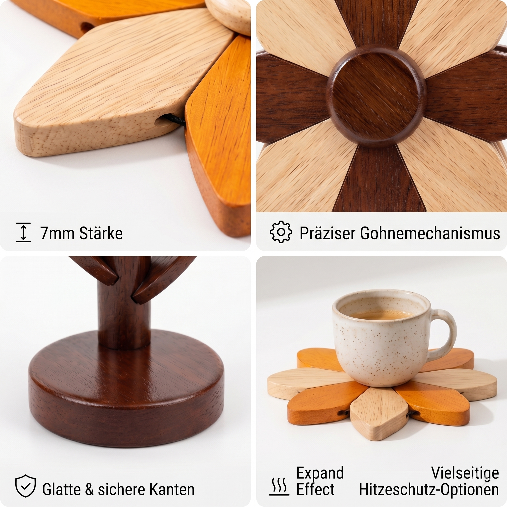 Aesthetik Haus | Foldable Wooden Flower Coaster Set | Art Meets Function