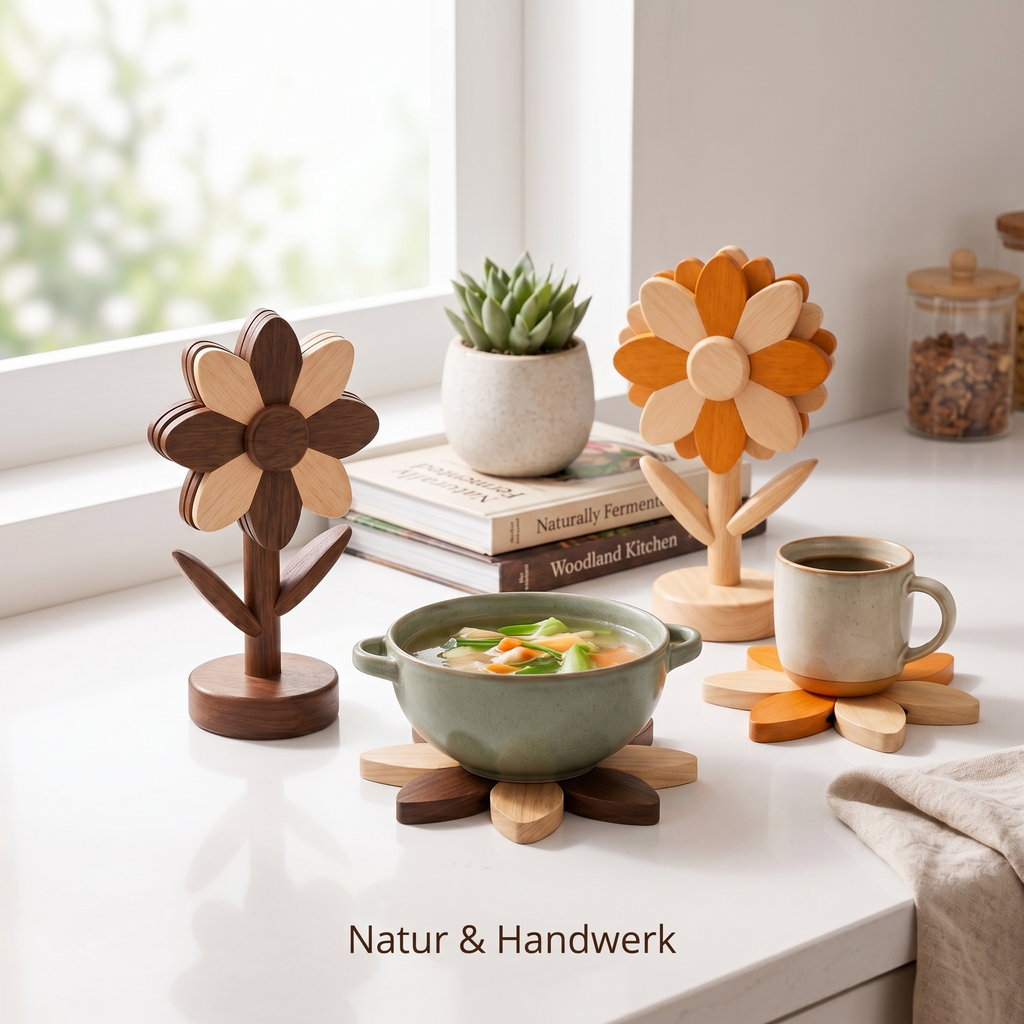 Aesthetik Haus | Foldable Wooden Flower Coaster Set | Art Meets Function